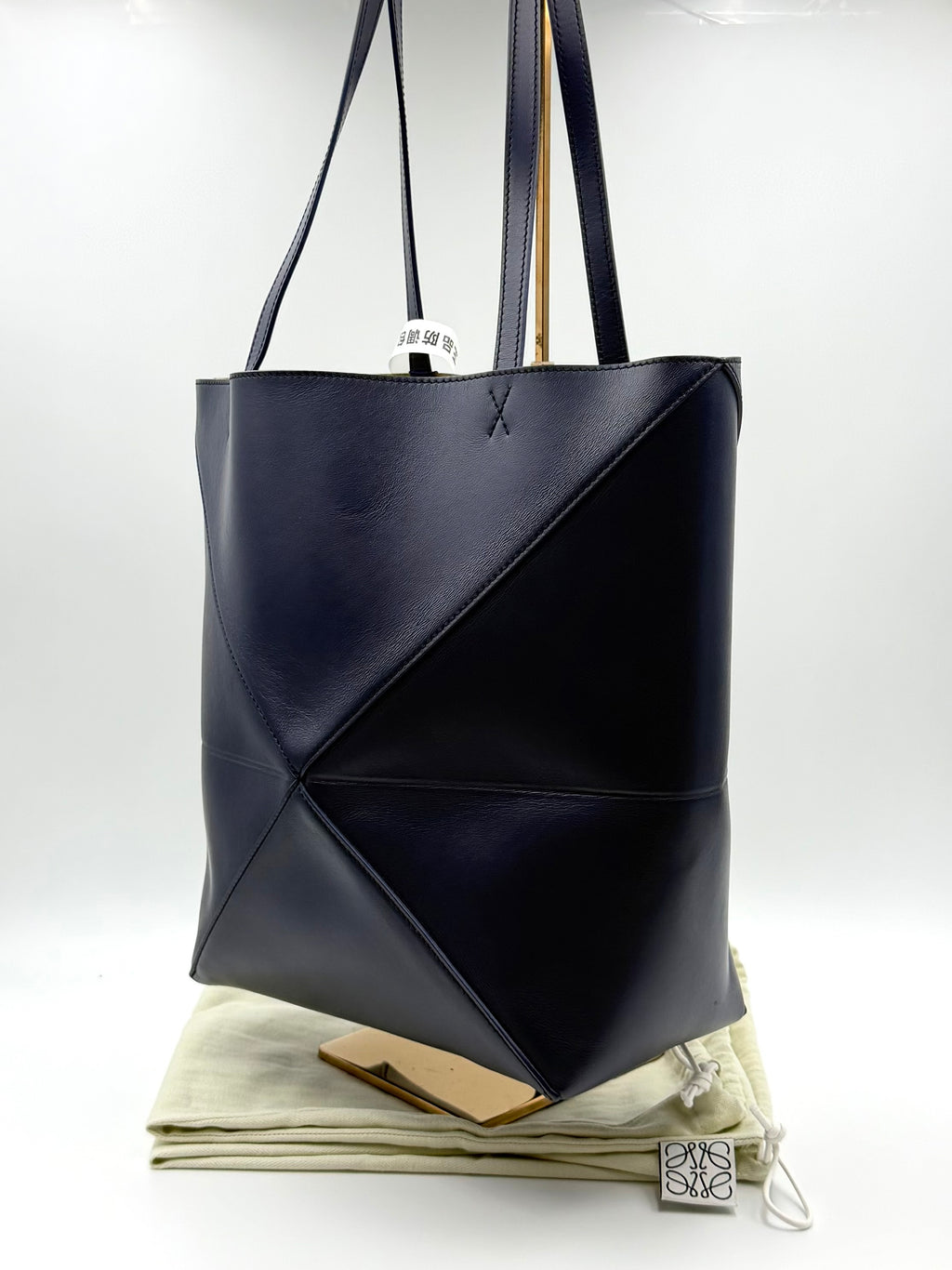 Loewe Medium-sized Glossy Cowhide Puzzle Fold Handbag Blue Tote A657G50X01-4467