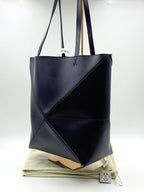 Loewe Medium-sized Glossy Cowhide Puzzle Fold Handbag Blue Tote A657G50X01-4467