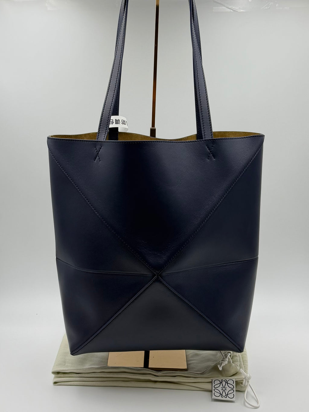 Loewe Medium-sized Glossy Cowhide Puzzle Fold Handbag Blue Tote A657G50X01-4467