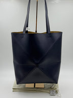Loewe Medium-sized Glossy Cowhide Puzzle Fold Handbag Blue Tote A657G50X01-4467