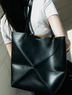 Loewe Medium-sized Glossy Cowhide Puzzle Fold Handbag Blue Tote A657G50X01-4467