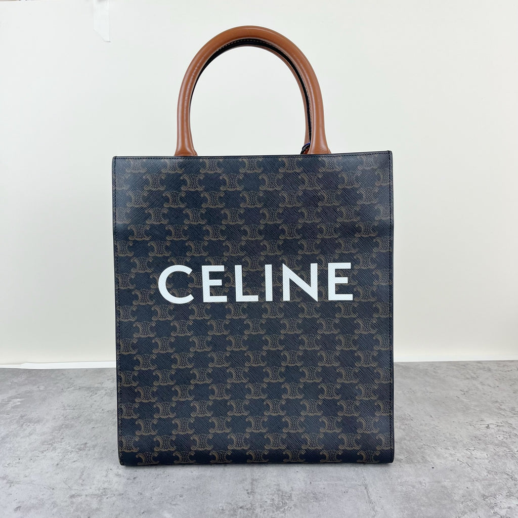 Celine CABAS Small Vertical Handbag with Logo Print Canvas 191542BZK.04LU