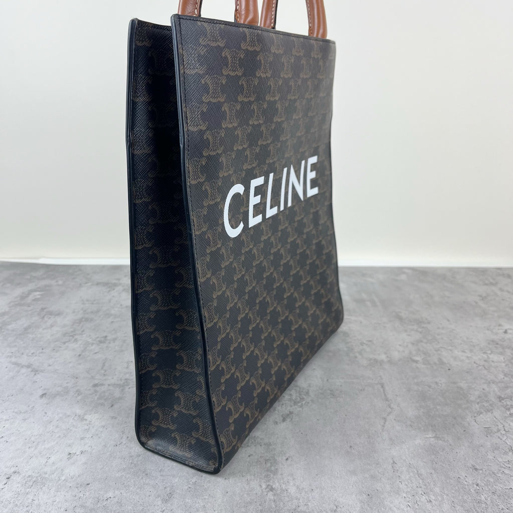 Celine CABAS Small Vertical Handbag with Logo Print Canvas 191542BZK.04LU