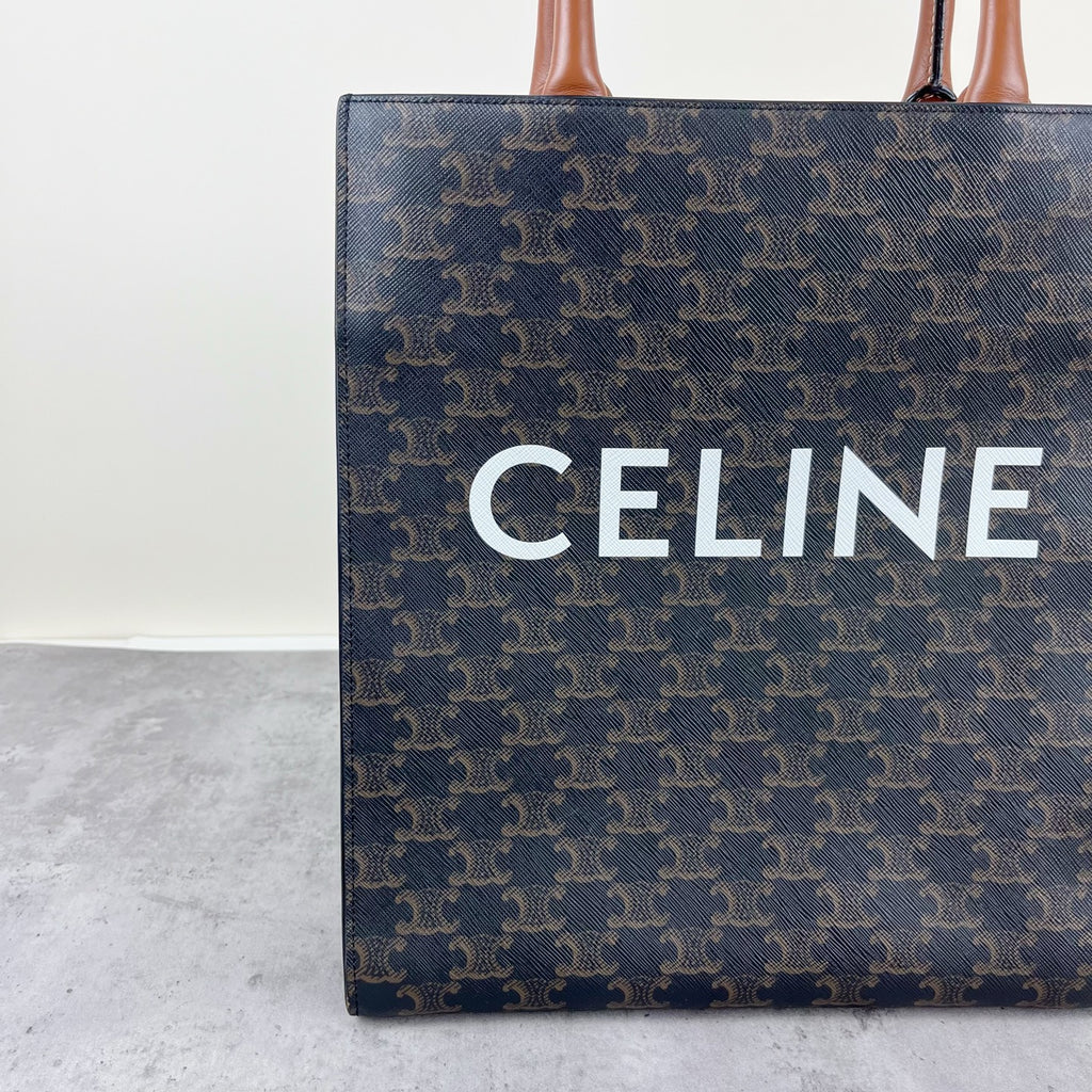 Celine CABAS Small Vertical Handbag with Logo Print Canvas 191542BZK.04LU