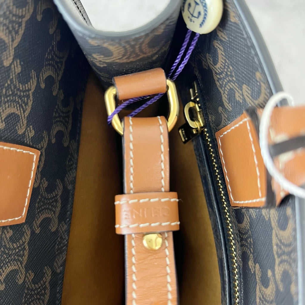 Celine CABAS Small Vertical Handbag with Logo Print Canvas 191542BZK.04LU
