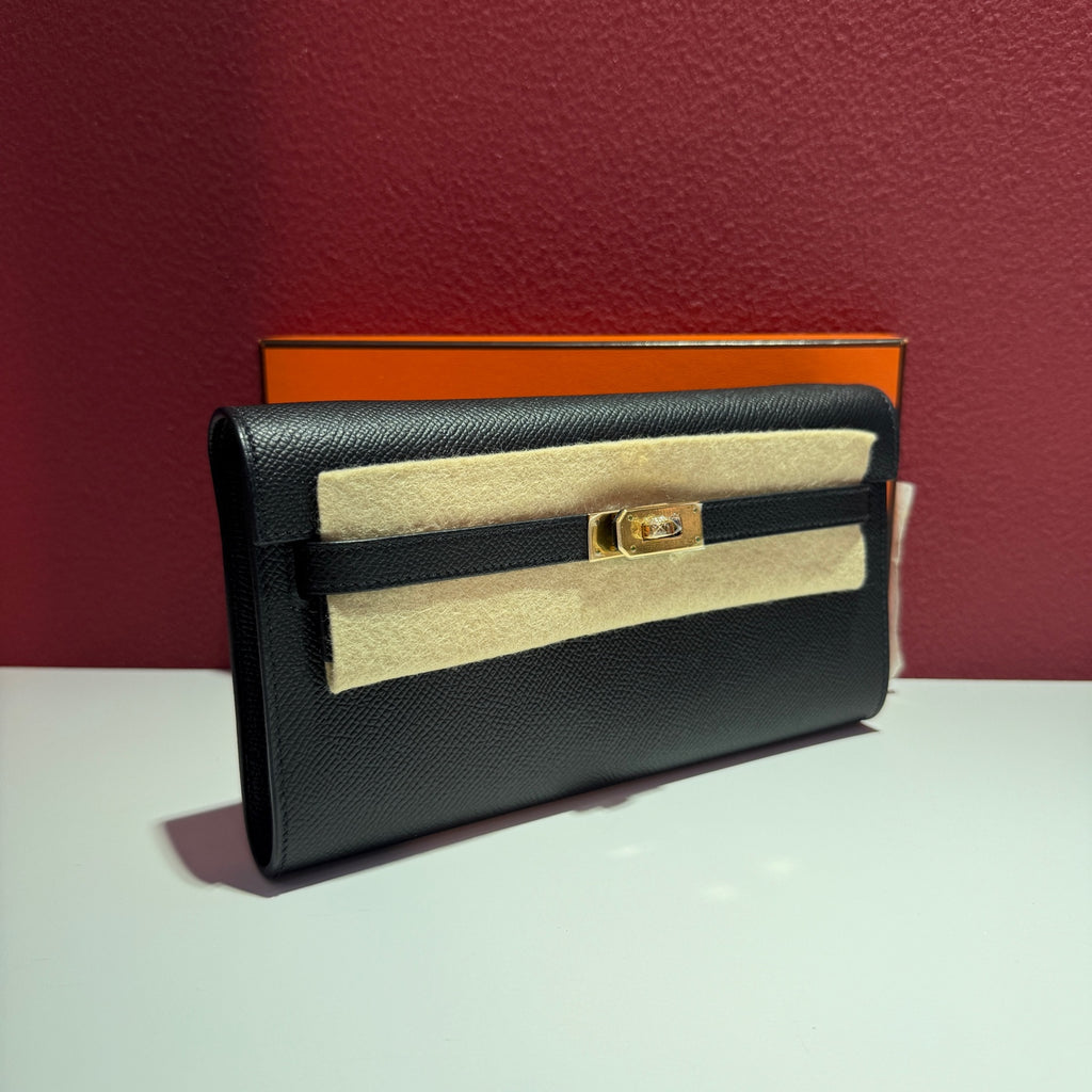 Hermes Kelly Classic To Go Wallet Black Crossbody 19.7 cm long x 11.5 cm wide x 1.5 cm thick H080253CC89