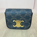 Celine TRIOMPHE mini logo-print calfskin handbag Gold 10I512DQB.04LU