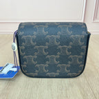 Celine TRIOMPHE mini logo-print calfskin handbag Gold 10I512DQB.04LU