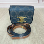 Celine TRIOMPHE mini logo-print calfskin handbag Gold 10I512DQB.04LU