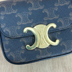 Celine TRIOMPHE mini logo-print calfskin handbag Gold 10I512DQB.04LU