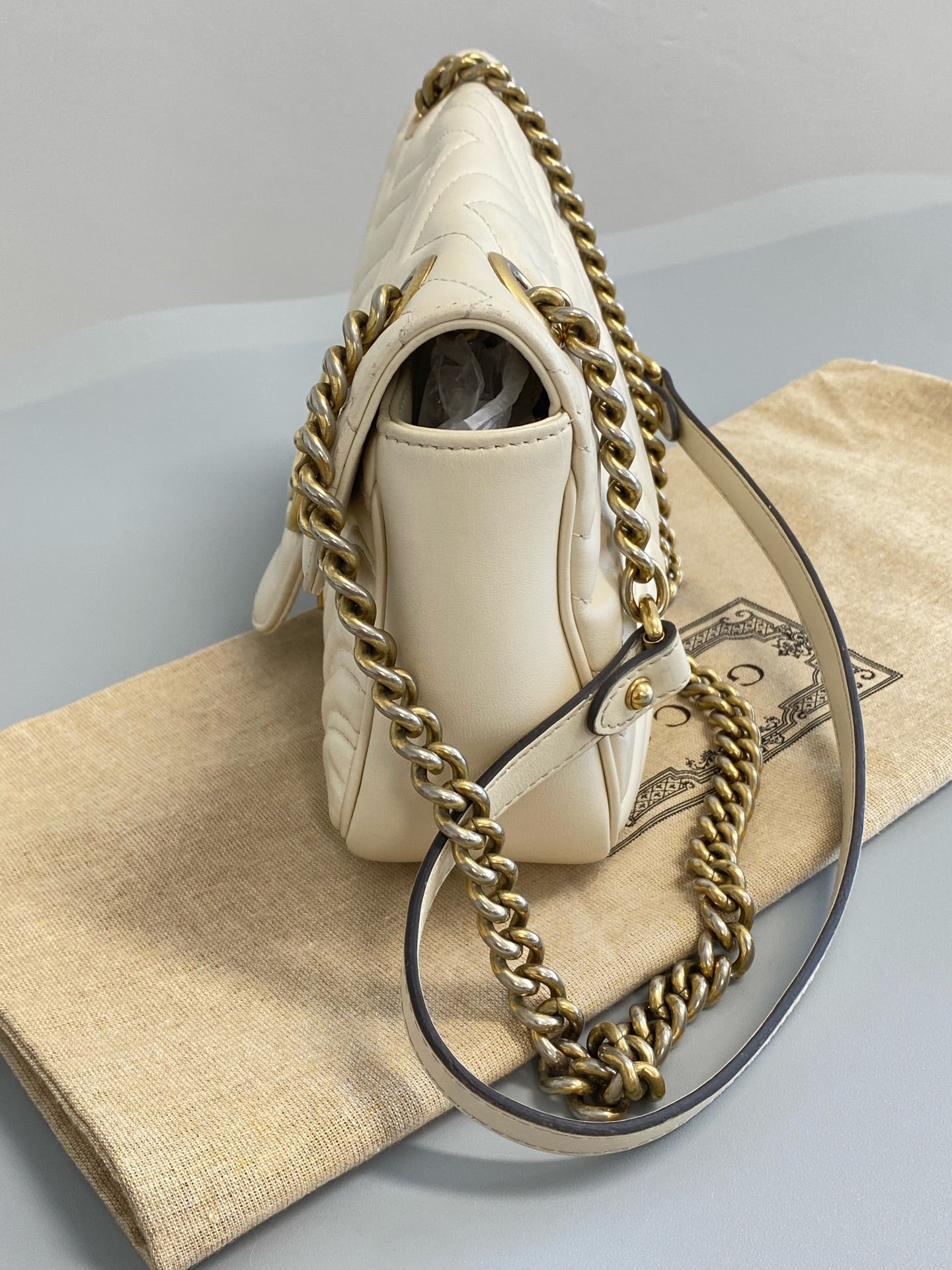 Gucci GGMarmont Collection Small Shoulder Bag Metal White 443497AABZC1712