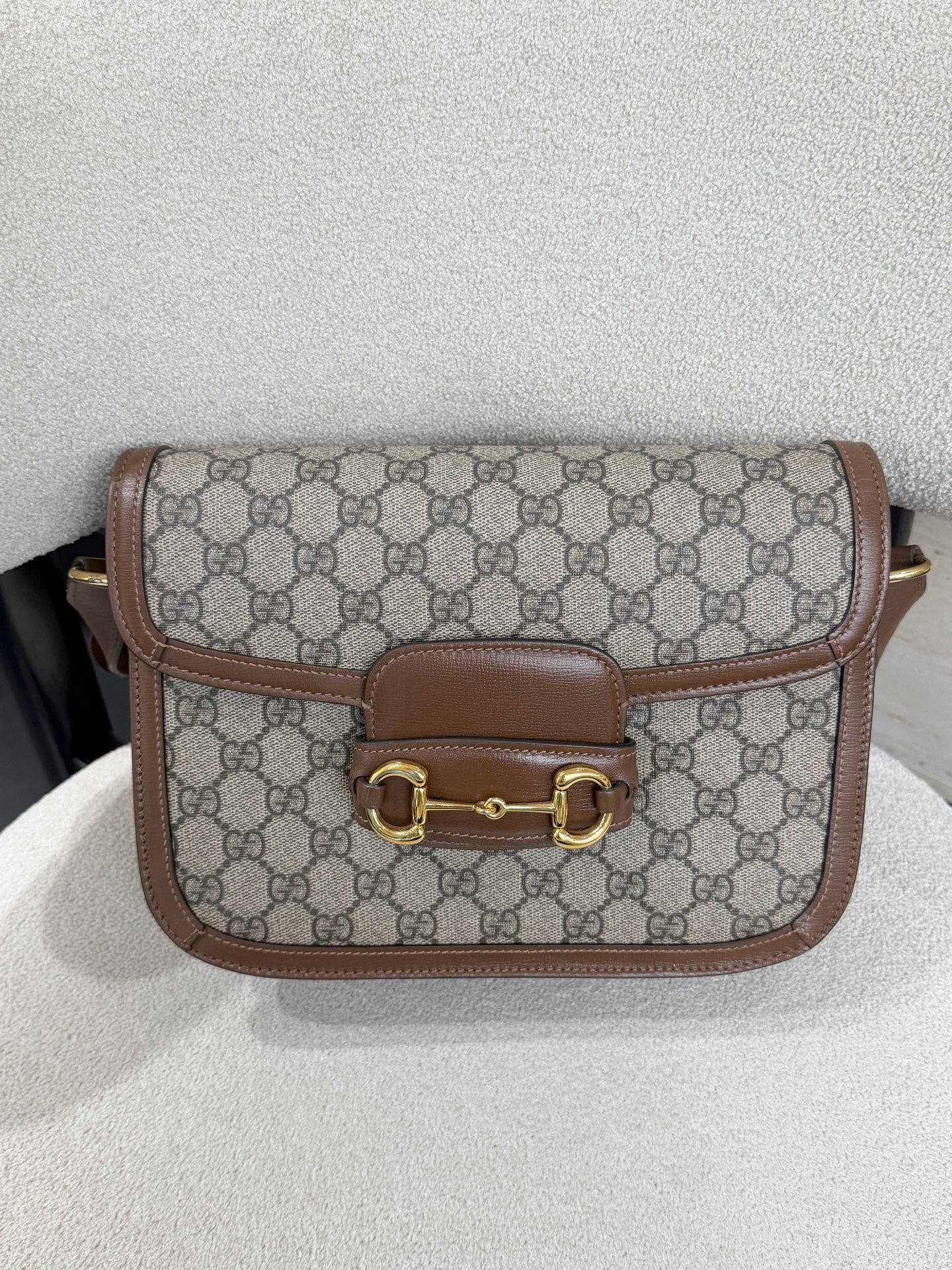 Gucci Canvas Brown Saddle Bag