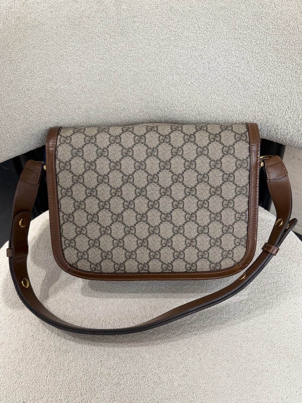 Gucci Canvas Brown Saddle Bag