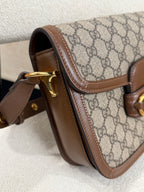 Gucci Canvas Brown Saddle Bag
