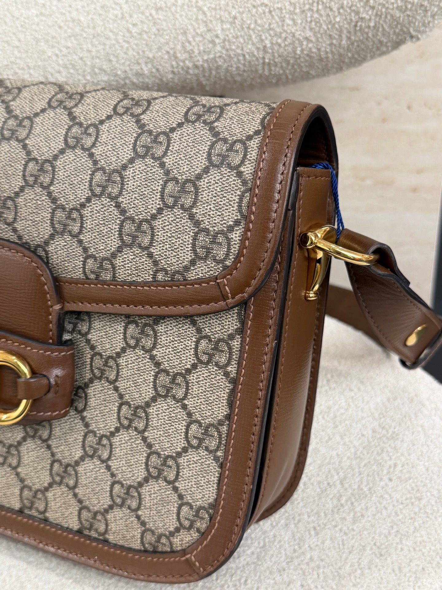 Gucci Canvas Brown Saddle Bag