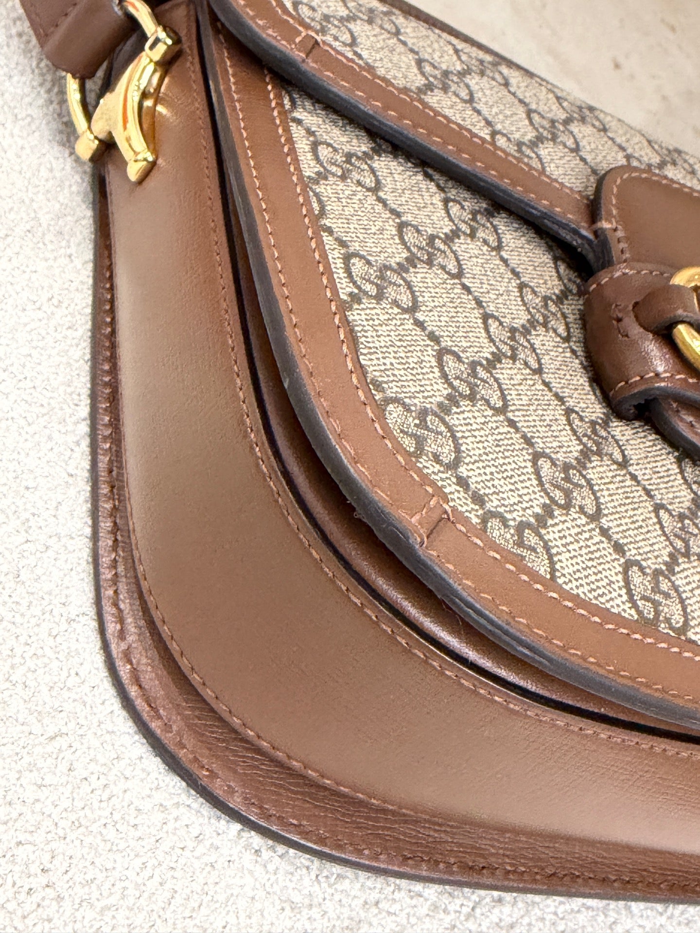 Gucci Canvas Brown Saddle Bag