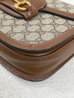 Gucci Canvas Brown Saddle Bag
