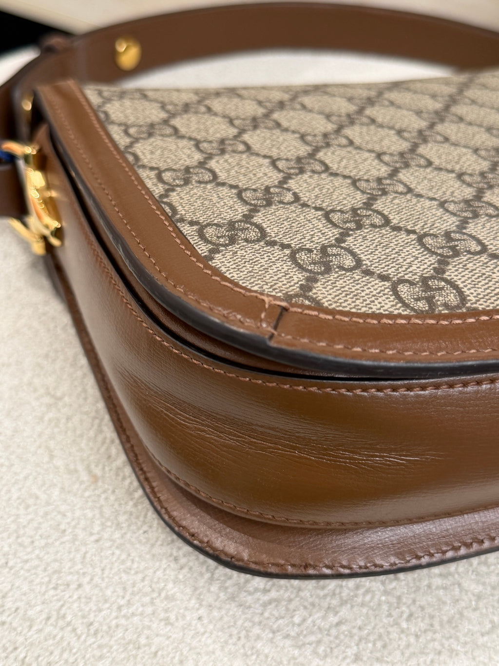 Gucci Canvas Brown Saddle Bag