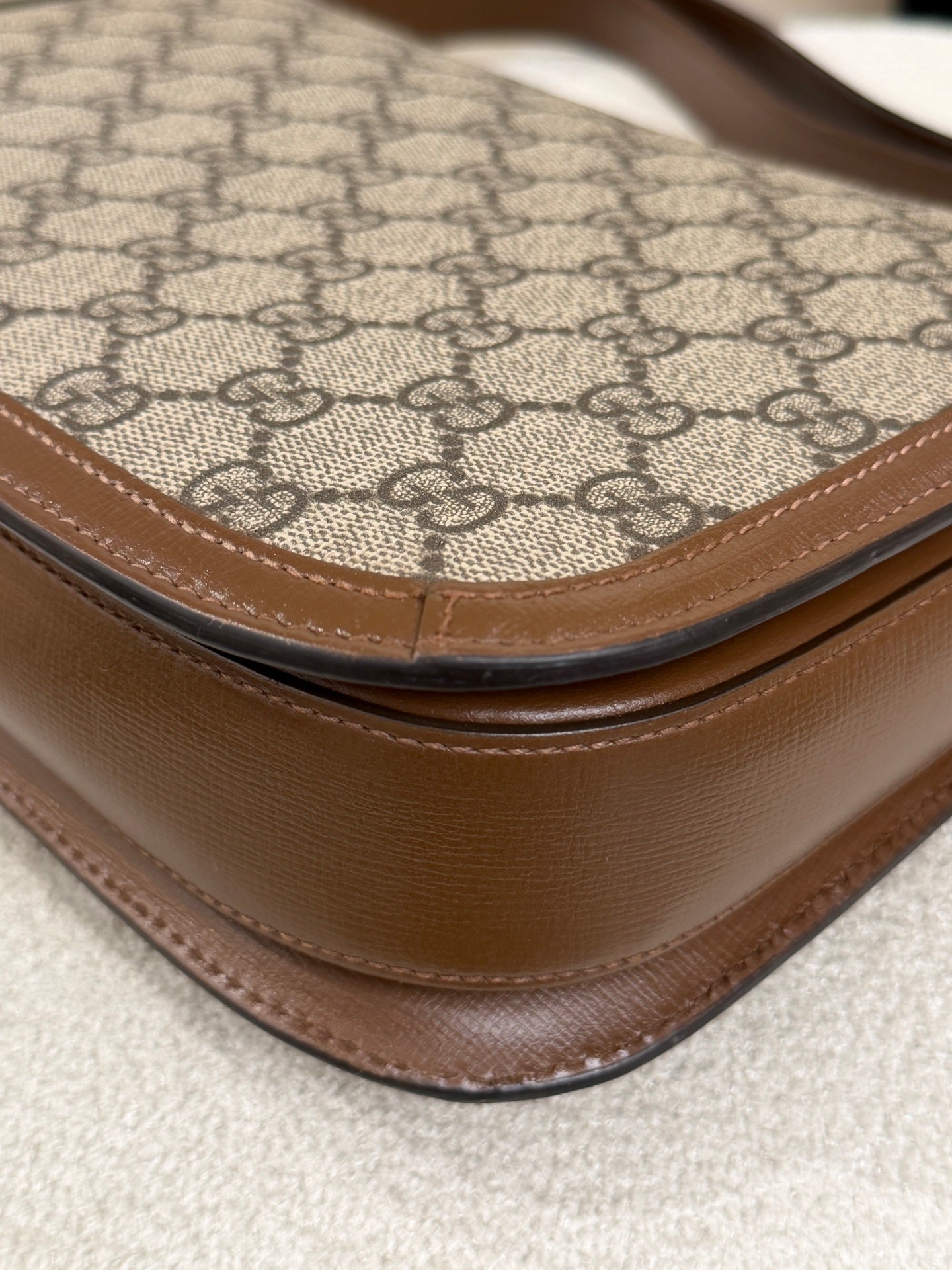 Gucci Canvas Brown Saddle Bag
