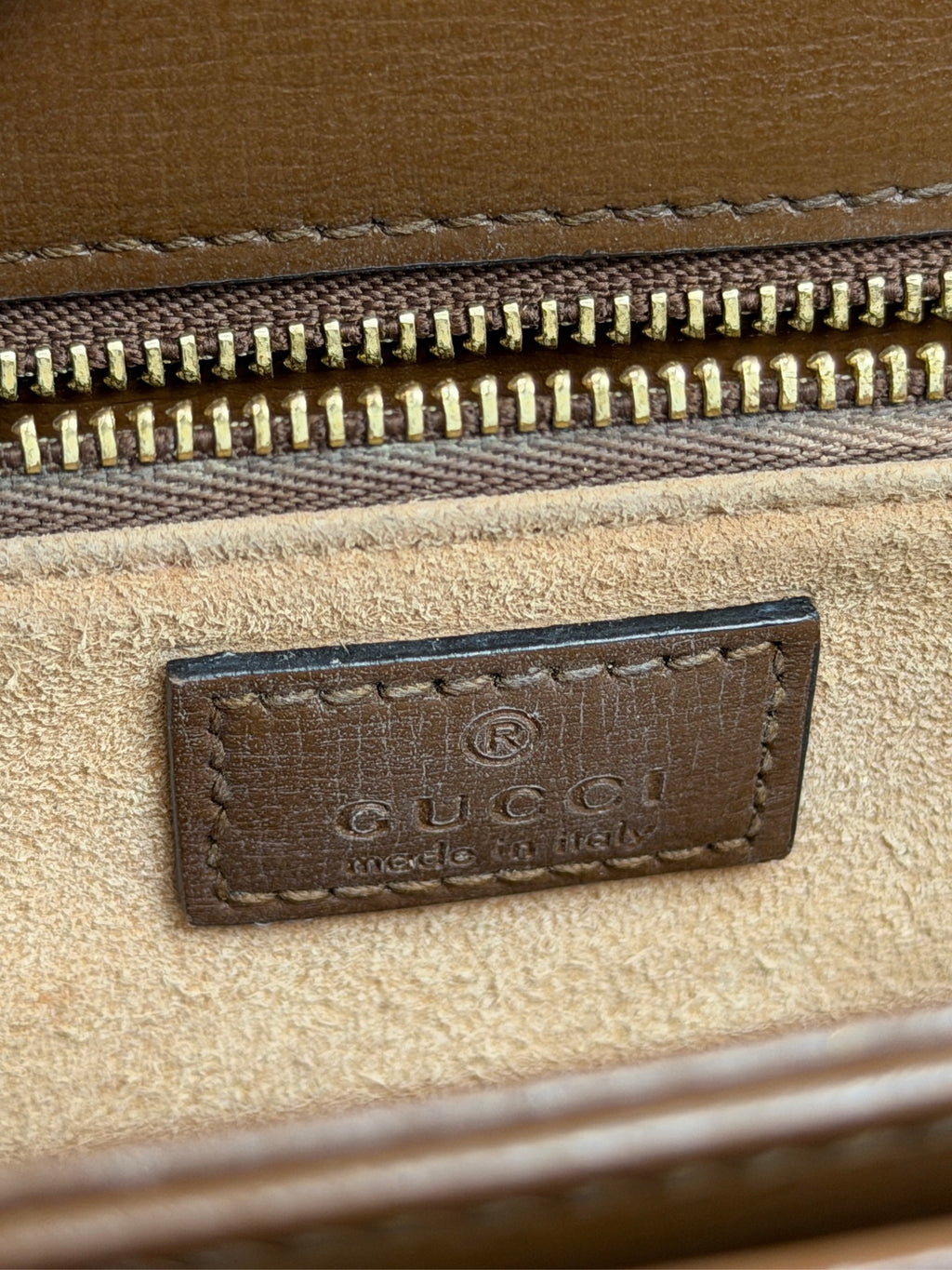 Gucci Canvas Brown Saddle Bag