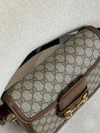 Gucci Canvas Brown Saddle Bag