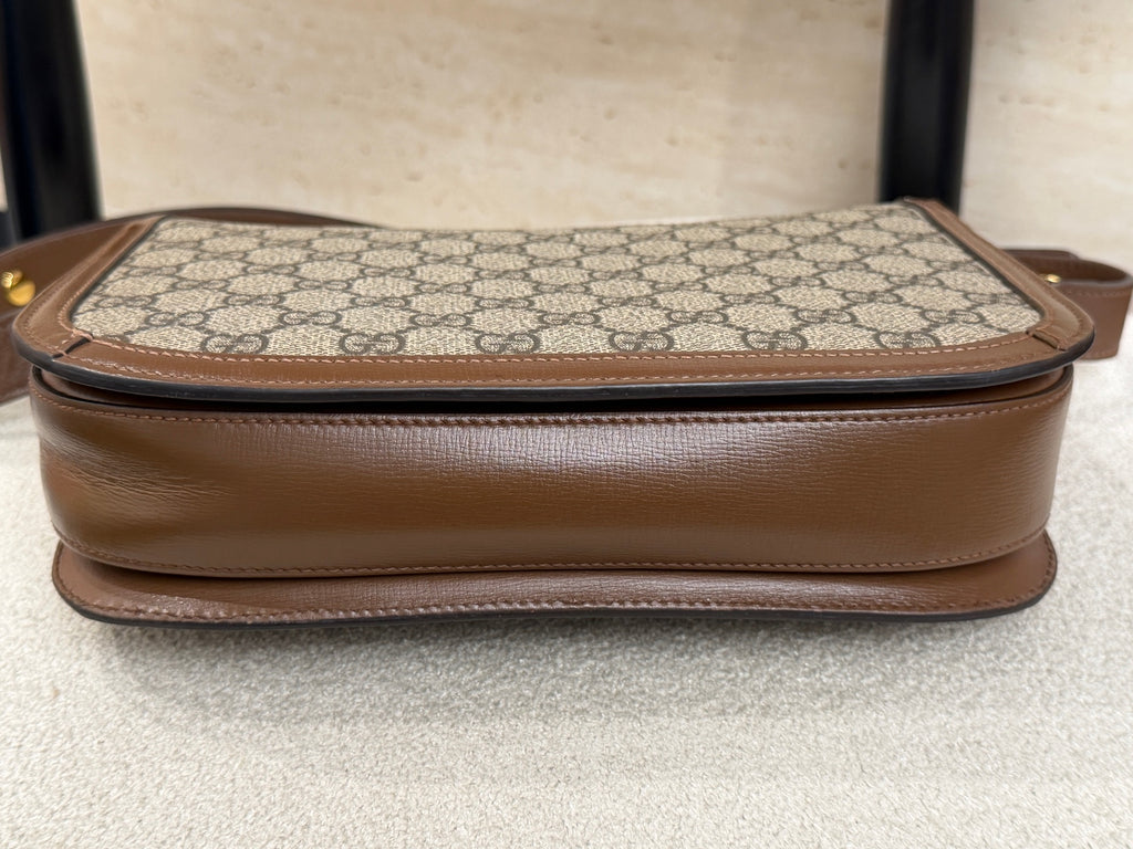 Gucci Canvas Brown Saddle Bag