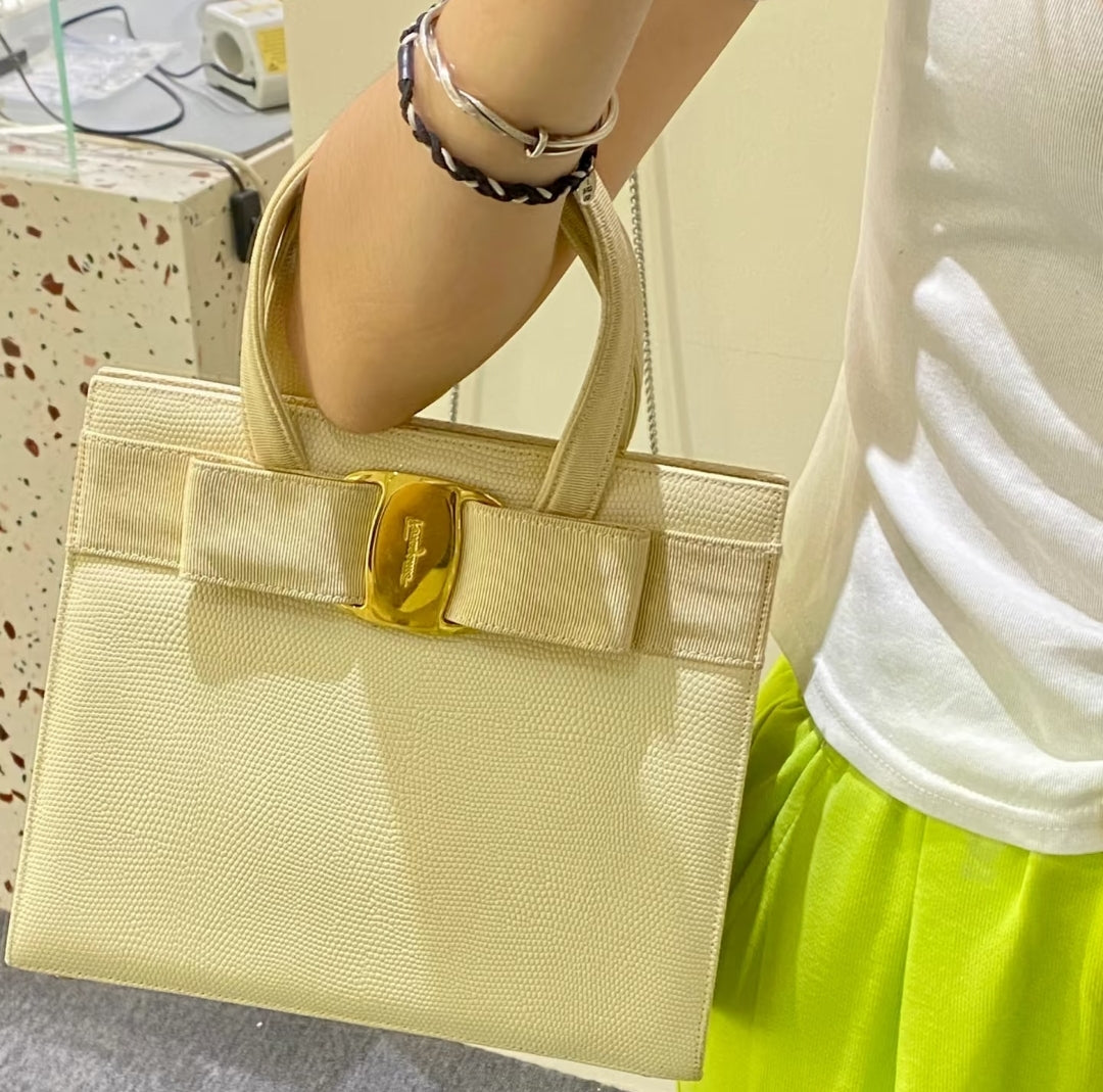 Salvatore Ferragamo Beige Satchel