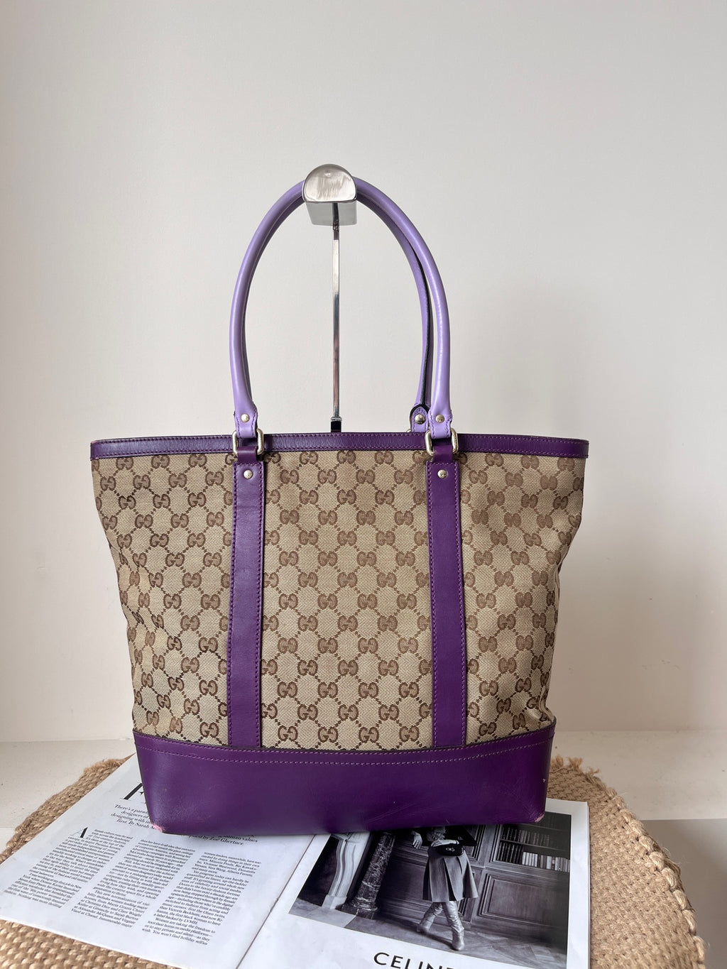 Gucci Leather Purple Tote