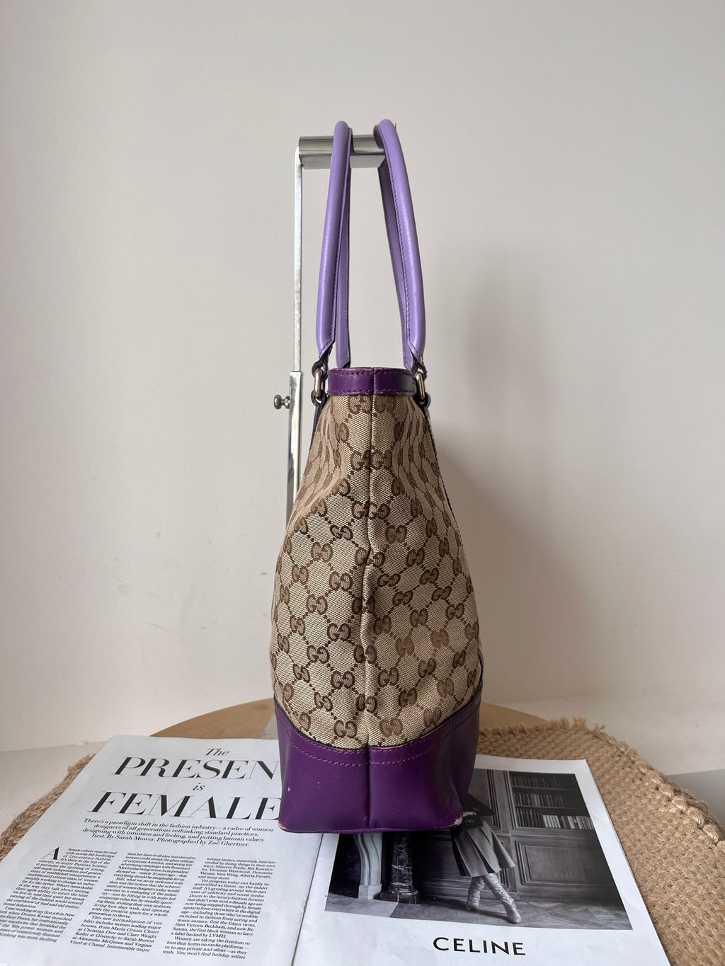 Gucci Leather Purple Tote
