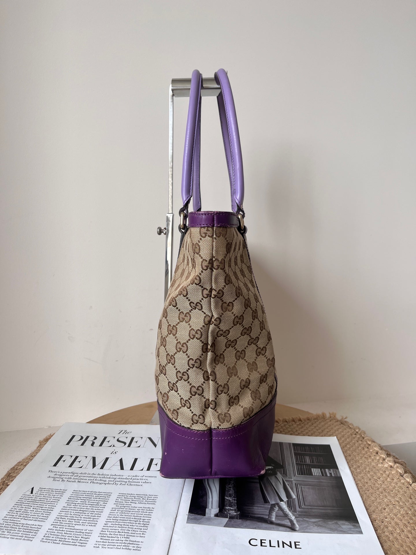 Gucci Leather Purple Tote