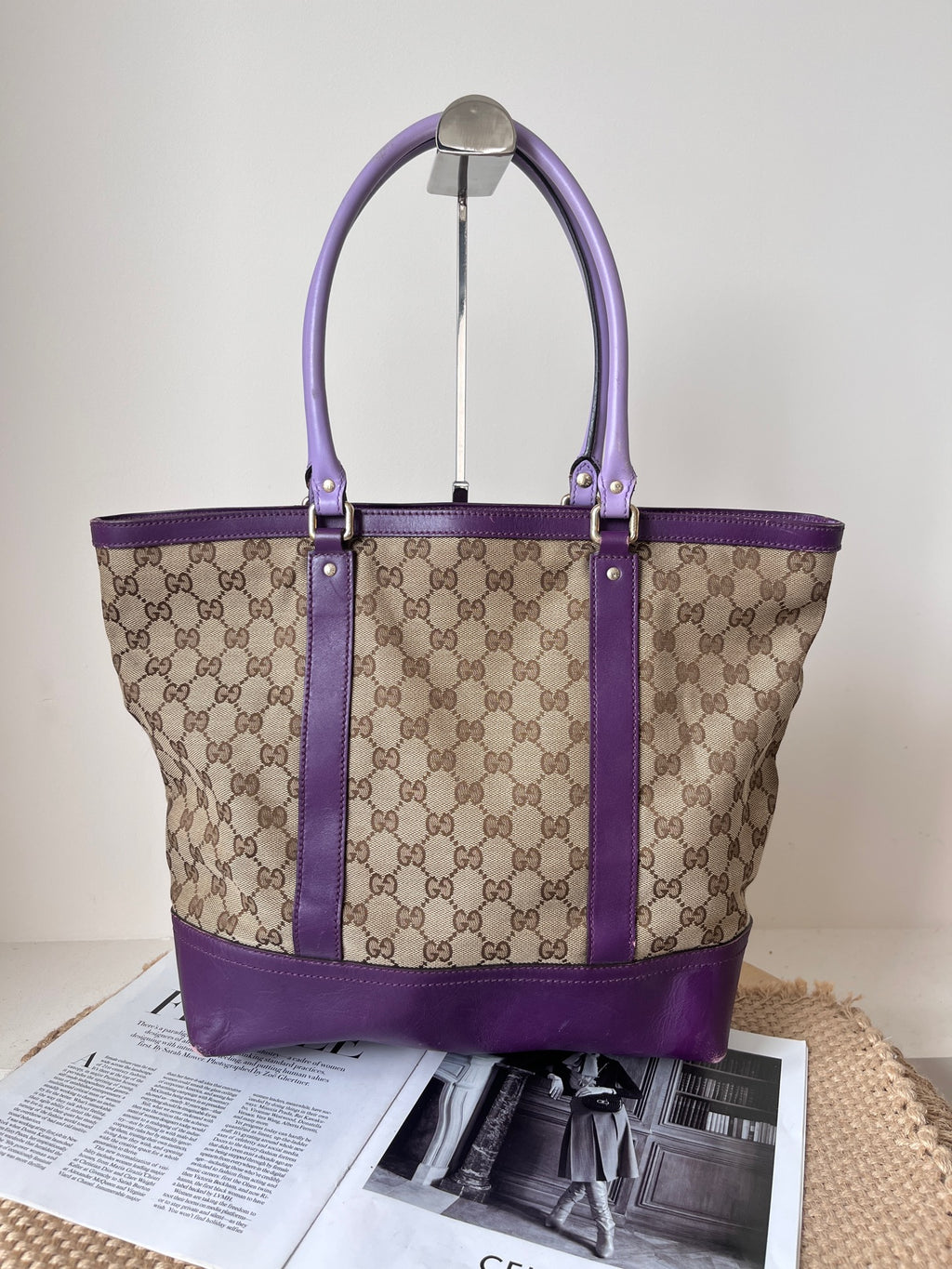 Gucci Leather Purple Tote