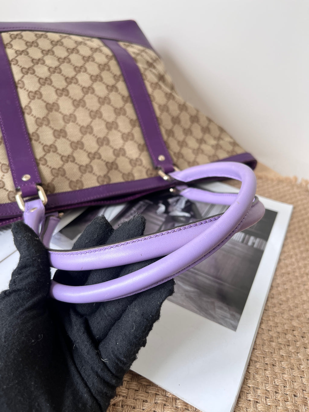Gucci Leather Purple Tote