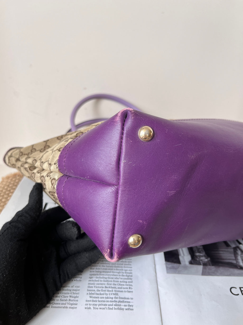 Gucci Leather Purple Tote