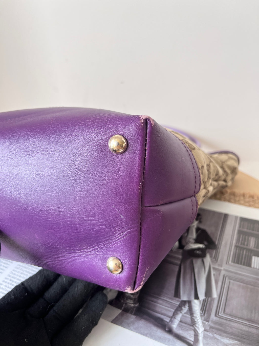 Gucci Leather Purple Tote