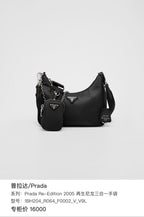 Prada Prada Re-Edition 2005 Recycled Nylon Three-in-One Handbag Cordura Black Shoulder Bag 1BH204_R064_F0002_V_V9L