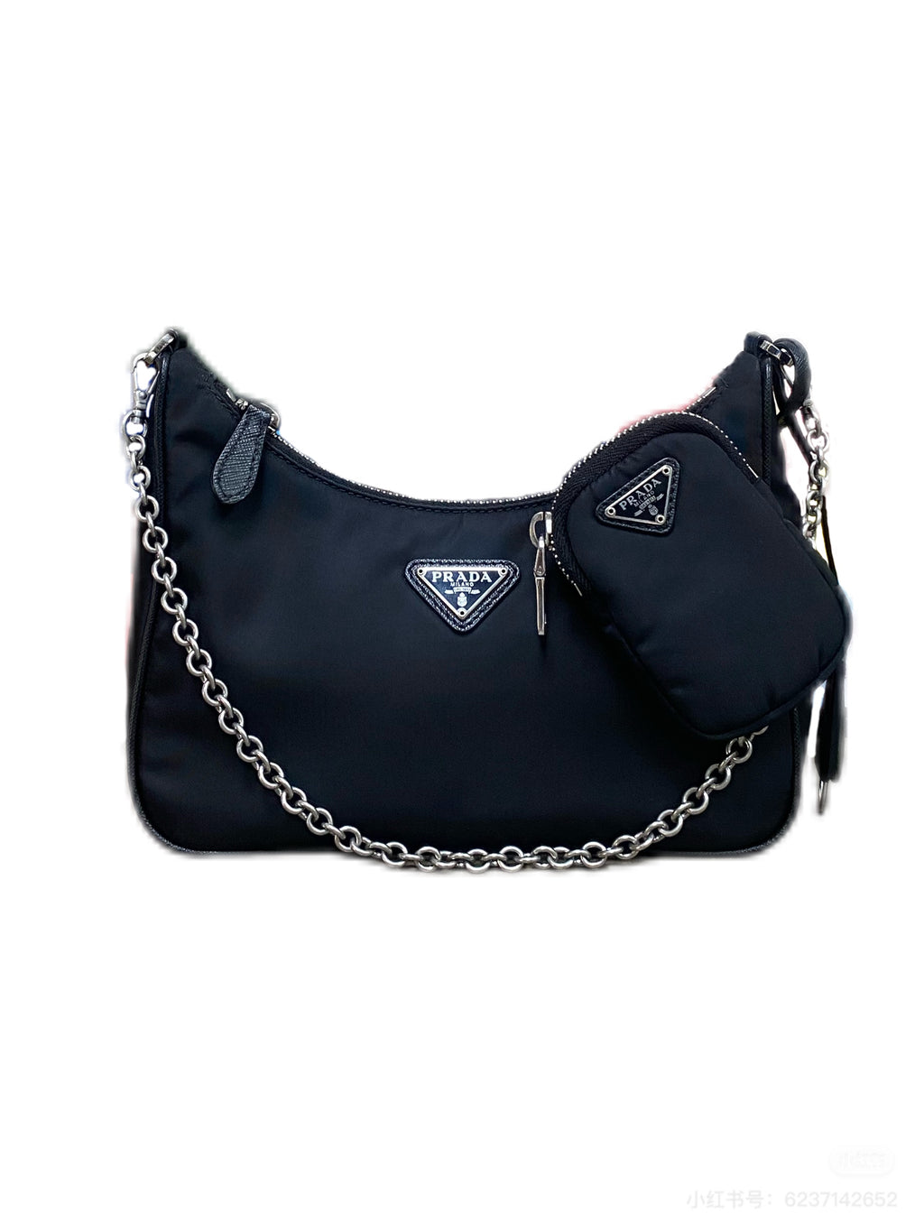 Prada Prada Re-Edition 2005 Recycled Nylon Three-in-One Handbag Cordura Black Shoulder Bag 1BH204_R064_F0002_V_V9L