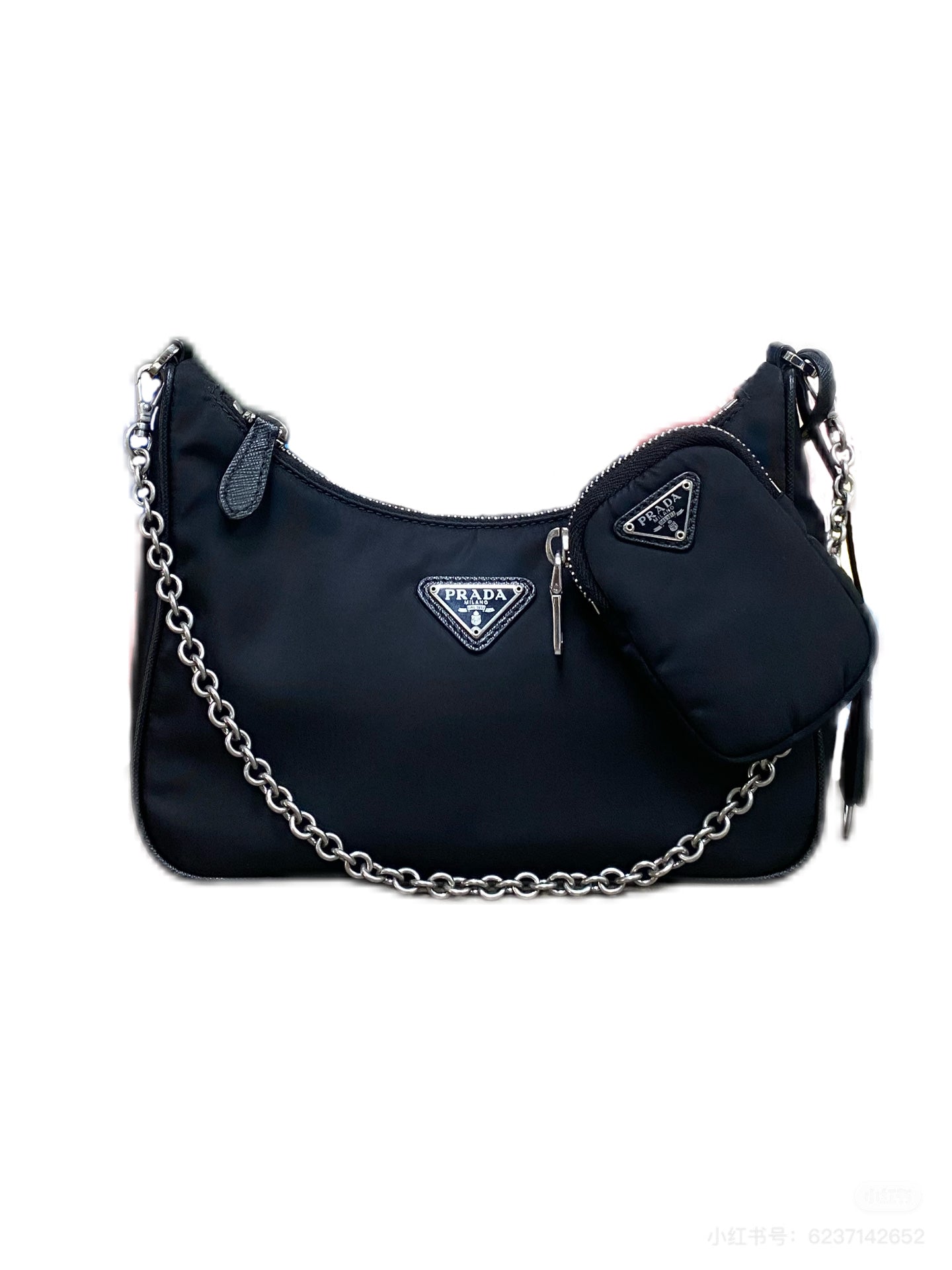 Prada Prada Re-Edition 2005 Recycled Nylon Three-in-One Handbag Cordura Black Shoulder Bag 1BH204_R064_F0002_V_V9L
