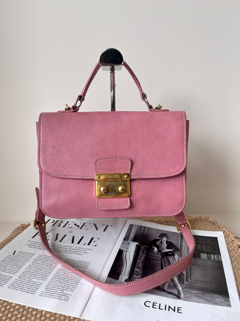 Miu Miu Leather Pink Messenger Bag