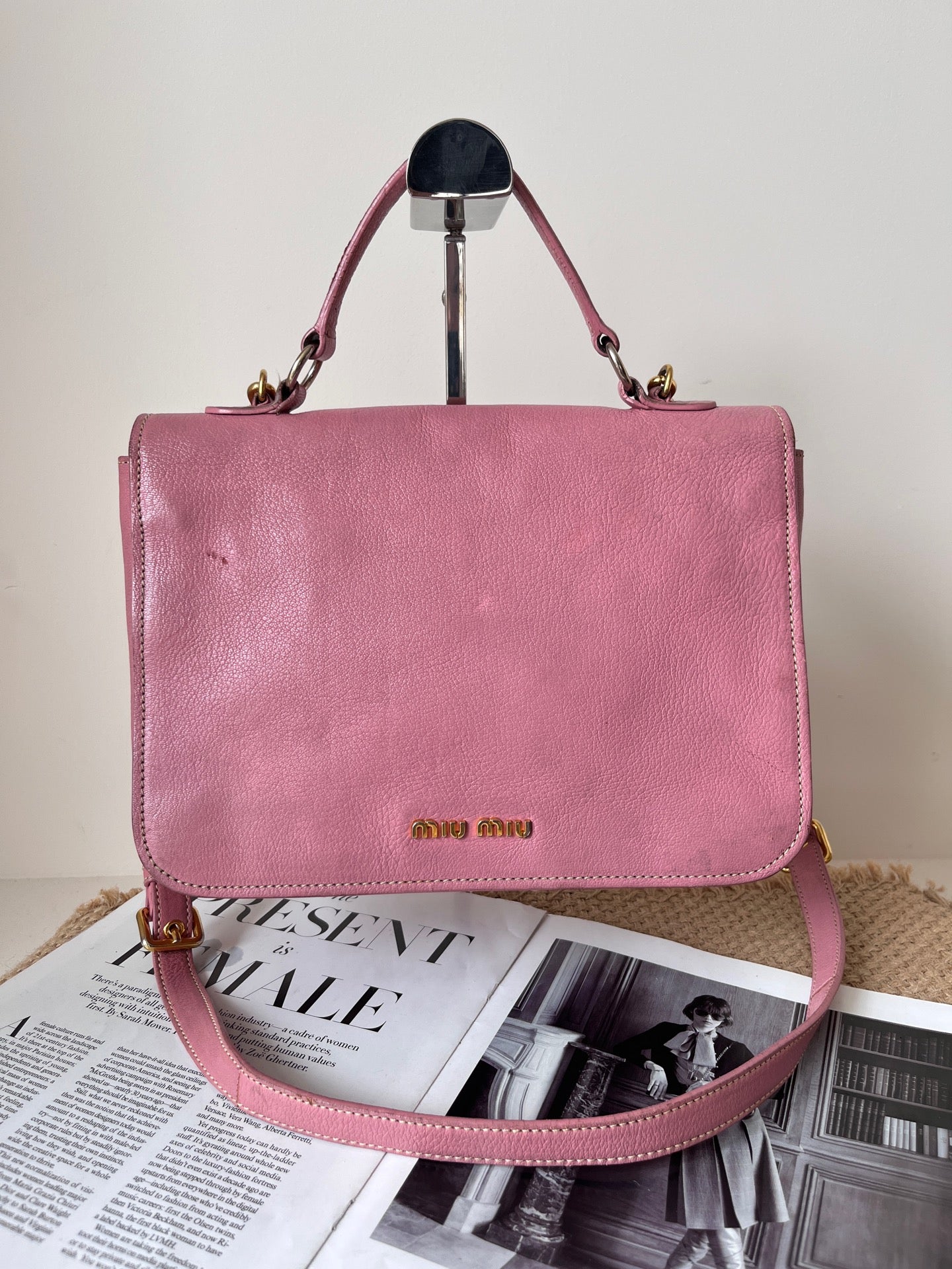 Miu Miu Leather Pink Messenger Bag
