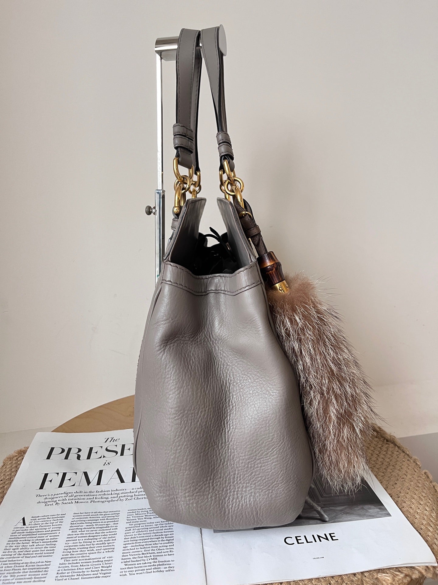 Gucci Leather Gray Satchel