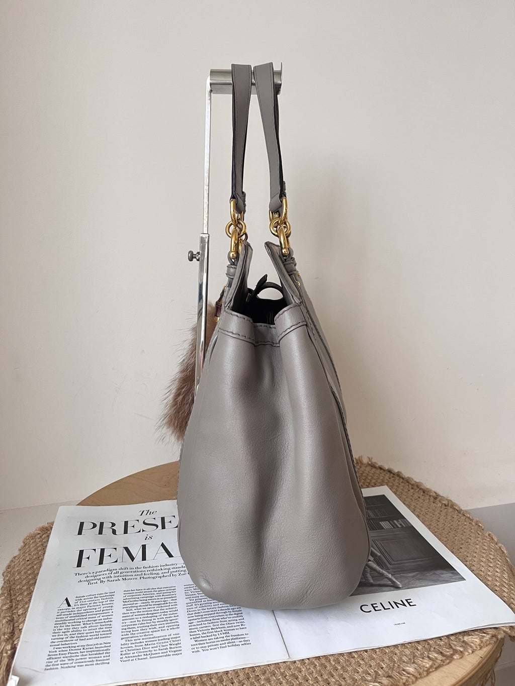 Gucci Leather Gray Satchel