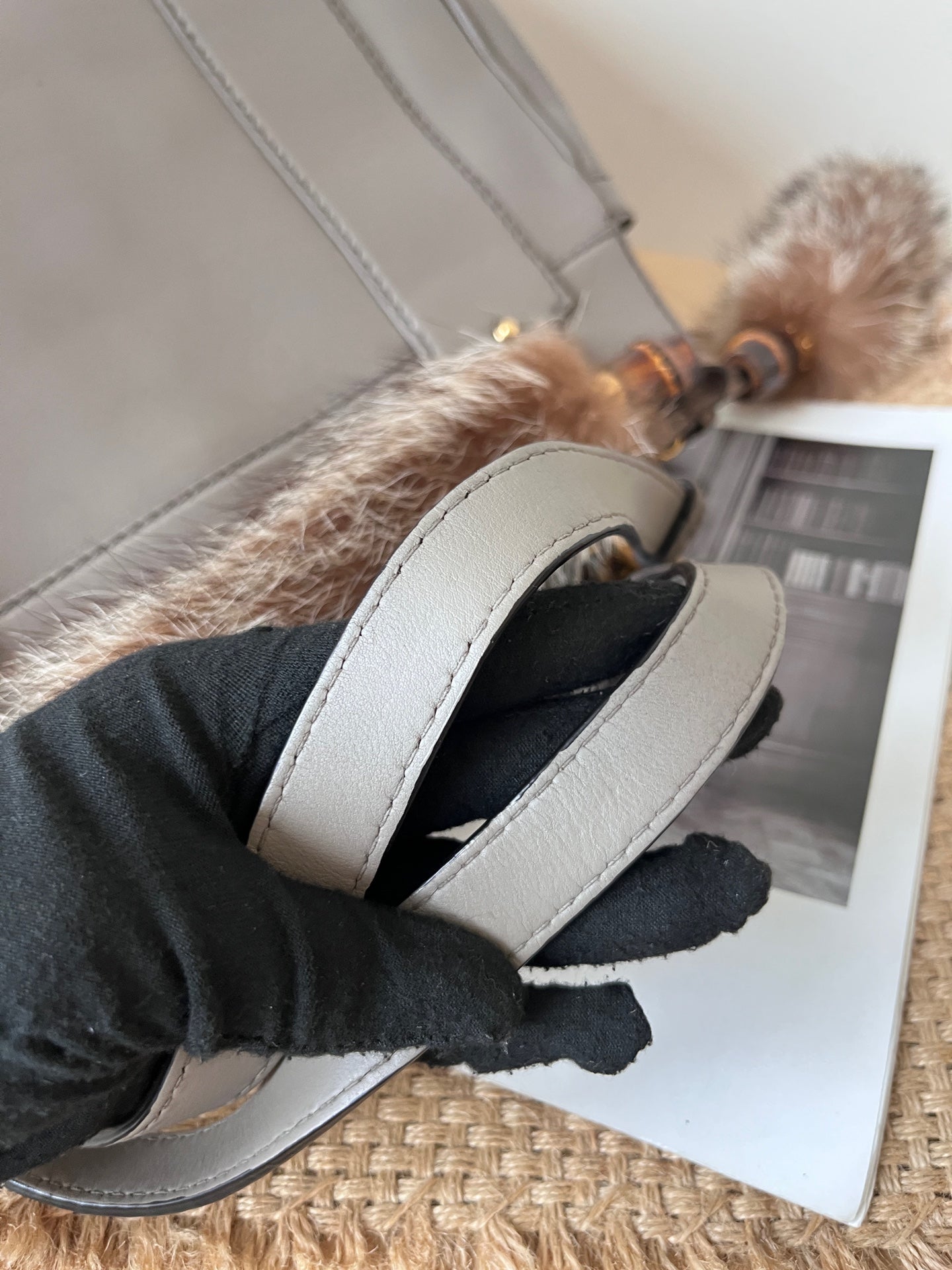 Gucci Leather Gray Satchel