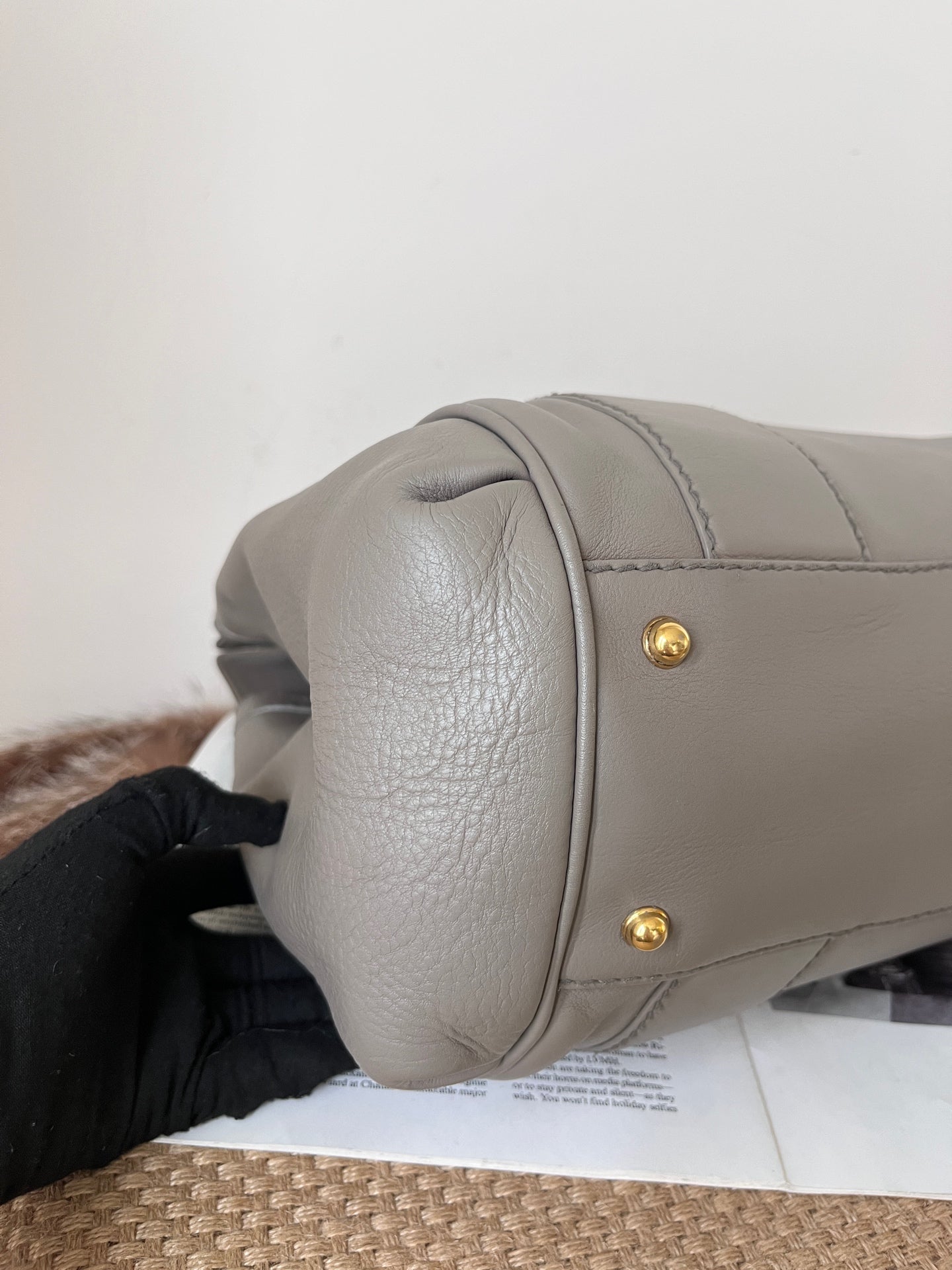 Gucci Leather Gray Satchel