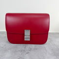 Celine Classic Medium-Size Polished Calfskin Handbag Leather Red 189173DLS.27ED