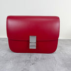 Celine Classic Medium-Size Polished Calfskin Handbag Leather Red 189173DLS.27ED