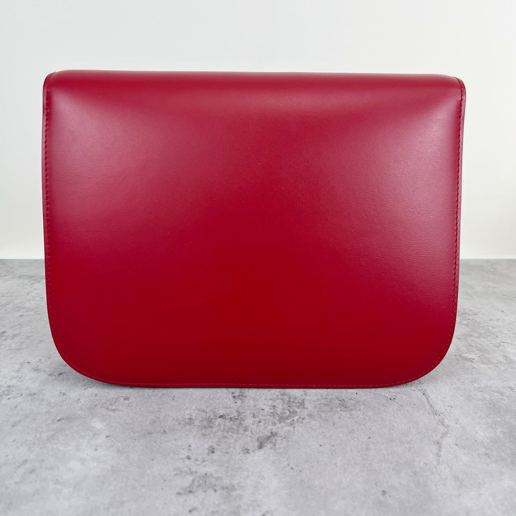 Celine Classic Medium-Size Polished Calfskin Handbag Leather Red 189173DLS.27ED