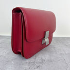 Celine Classic Medium-Size Polished Calfskin Handbag Leather Red 189173DLS.27ED