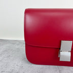 Celine Classic Medium-Size Polished Calfskin Handbag Leather Red 189173DLS.27ED
