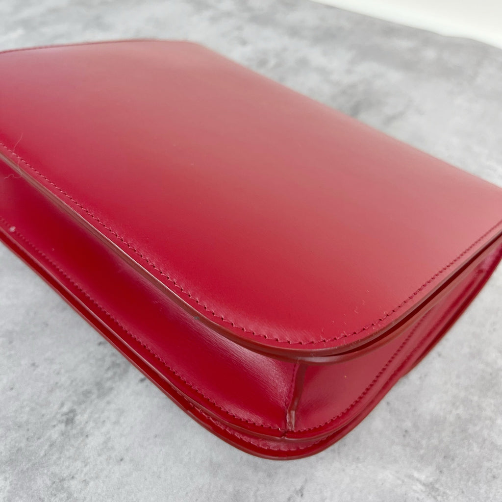 Celine Classic Medium-Size Polished Calfskin Handbag Leather Red 189173DLS.27ED