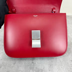 Celine Classic Medium-Size Polished Calfskin Handbag Leather Red 189173DLS.27ED